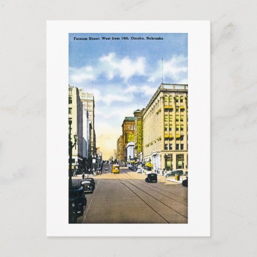 Farnam Street, West van 14th, Omaha, Nebraska Briefkaart (Voorkant)