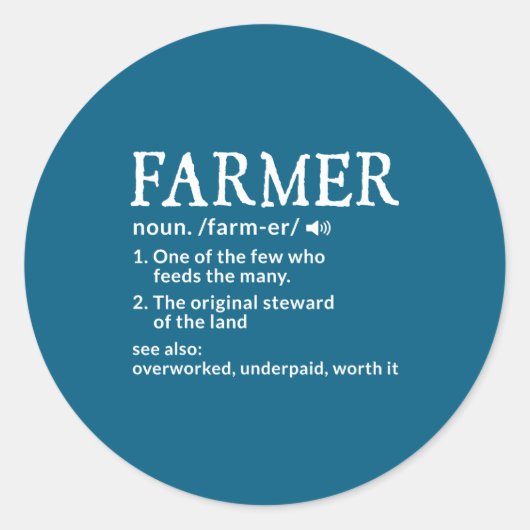 Farner Definition Funny Farmer Farming Mens  Ronde Sticker (Voorkant)