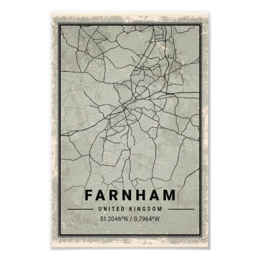 Farnham United kingdom map print poster canvas (Voorkant)