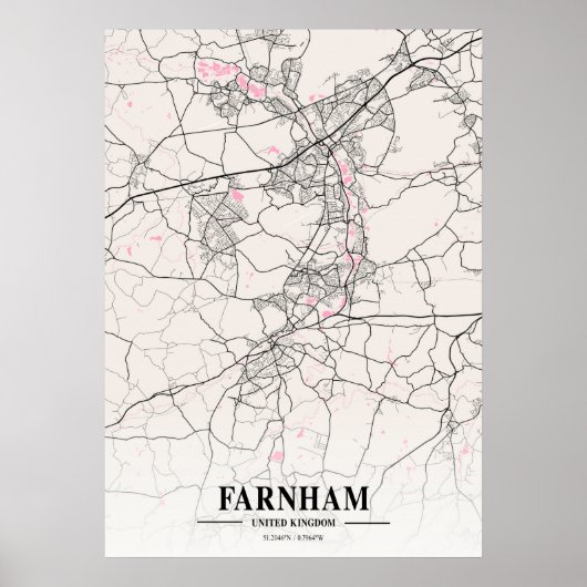 Farnham - Verenigd Koninkrijk Neapolitan City Map Poster (Voorkant)
