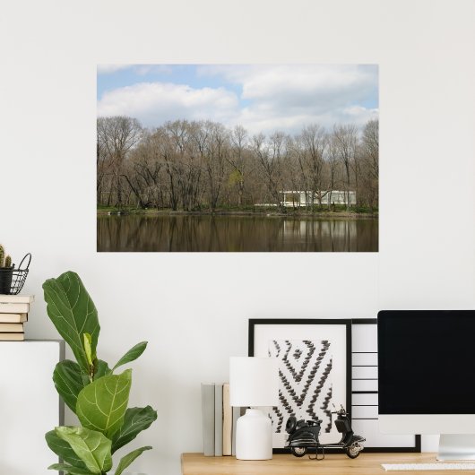 Farnsworth House, River Reflection Poster (Thuiskantoor)