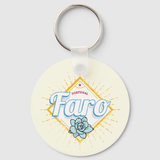Faro Algarve Portugal Retro Succulenten  Sleutelhanger (Voorkant)