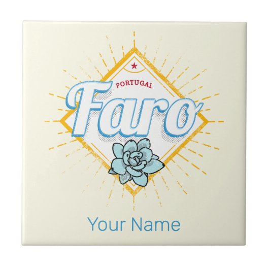 Faro Algarve Portugal Retro Succulenten  Tegeltje (Voorkant)