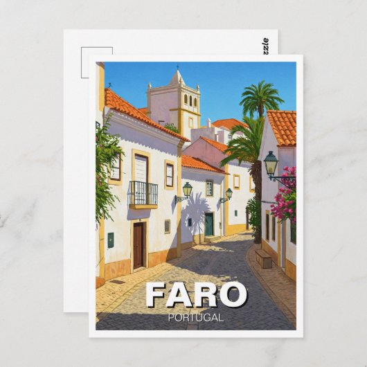 Faro Portugal Algarve Reizen Briefkaart (Voorkant / Achterkant)