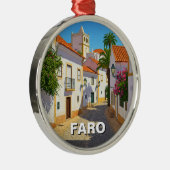 Faro Portugal Algarve Reizen Metalen Ornament (Rechts)