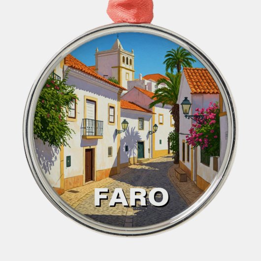 Faro Portugal Algarve Reizen Metalen Ornament (Voorkant)