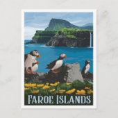 Faroe Eilanden Vintage Reis Briefkaart (Voorkant)