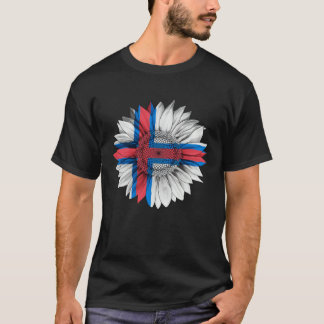 Faroe Islands Flag Sunflower Faroese Roots Proud P T-shirt