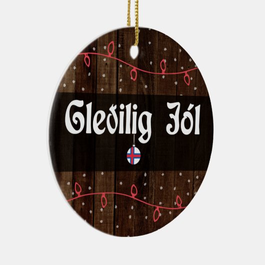 Faroese kerst met vrolijkheid, Gleðilig jól Rustic Keramisch Ornament (Rechts)