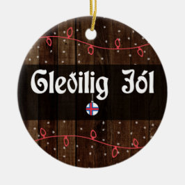 Faroese kerst met vrolijkheid, Gleðilig jól Rustic Keramisch Ornament