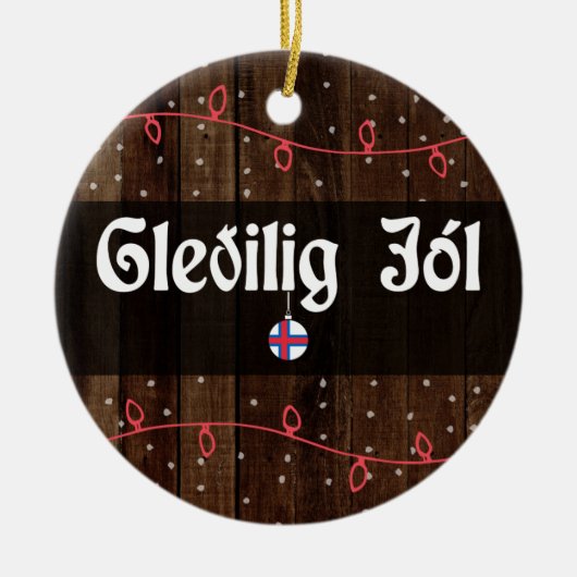 Faroese kerst met vrolijkheid, Gleðilig jól Rustic Keramisch Ornament (Voorkant)