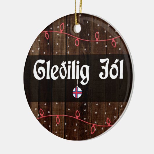 Faroese kerst met vrolijkheid, Gleðilig jól Rustic Keramisch Ornament (Links)