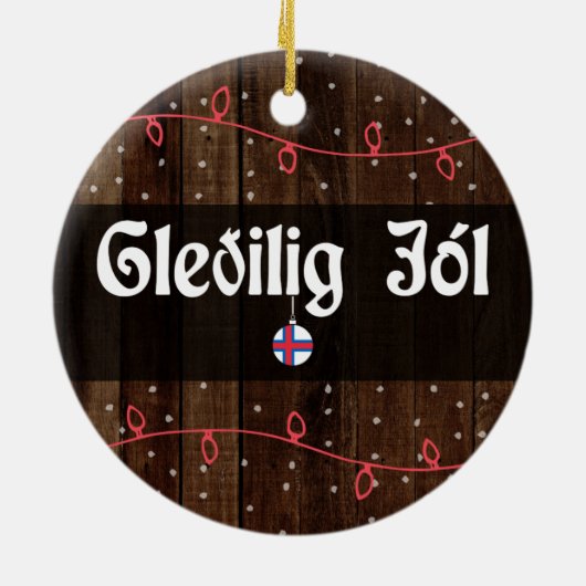 Faroese kerst met vrolijkheid, Gleðilig jól Rustic Keramisch Ornament (Achterkant)