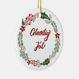 Faroese Merry Kerstmis Wreath, Gleðilig Jól Keramisch Ornament