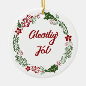 Faroese Merry Kerstmis Wreath, Gleðilig Jól Keramisch Ornament (Voorkant)