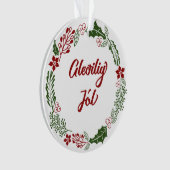 Faroese Merry Kerstmis Wreath, Gleðilig Jól Ornament (voorkant)