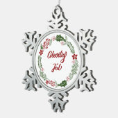 Faroese Merry Kerstmis Wreath, Gleðilig Jól Tin Sneeuwvlok Ornament (Rechts)