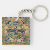 Farohar - Faravahar - Fravashi Marble en Gold Sleutelhanger (Achterkant)