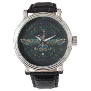 Farohar - Faravahar - Fravashi Marmer en Goud Horloge