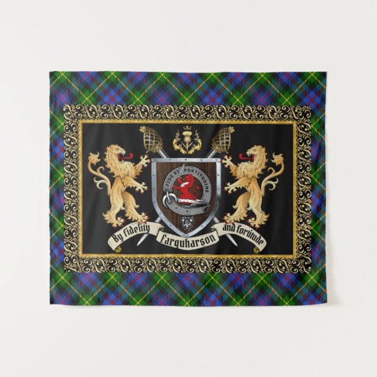 Farquharson Clan Badge & Motto w/Lions Wandkleed (Voorkant (horizontaal))