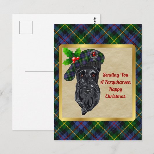 Farquharson Clan Badge & Tartankerst Briefkaart (Voorkant / Achterkant)