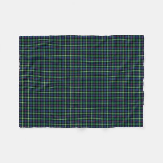Farquharson Clan Blauw, Groen en Zwart Tartan Fleece Deken (Voorkant (Horizontaal))