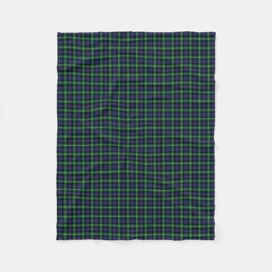 Farquharson Clan Blauw, Groen en Zwart Tartan Fleece Deken (Voorkant)