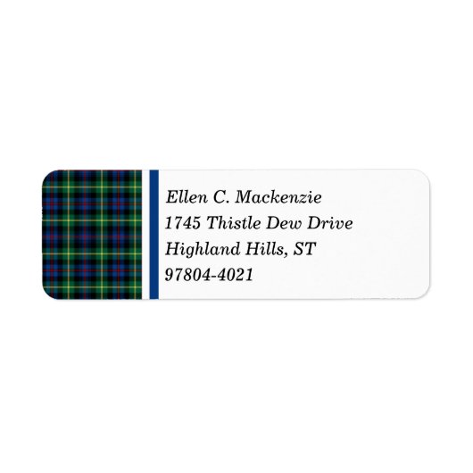 Farquharson Clan Bright Blue en Green Tartan Etiket (Voorkant)