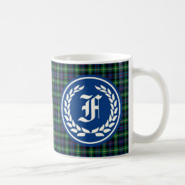 Farquharson Clan Bright Blue Tartan Monogram Koffiemok