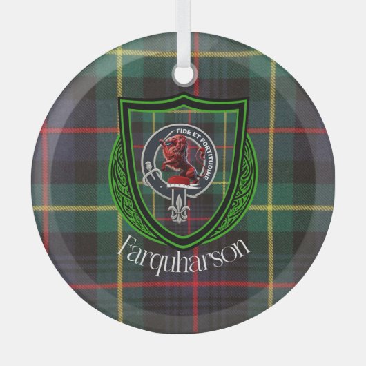 Farquharson Schotse Clan Tartan & Crest Glas Ornament (Voorkant)