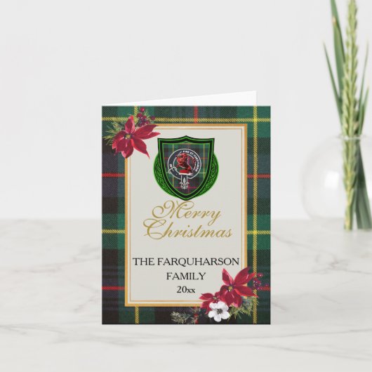 Farquharson Schotse Clan Tartan & Crest Kaart (Voorkant)
