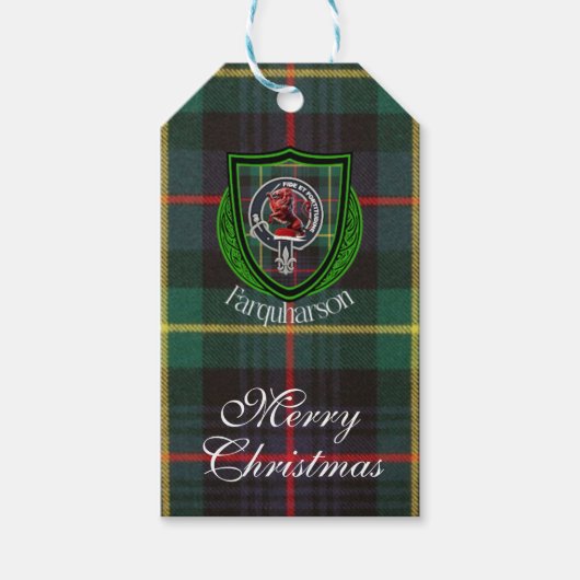 Farquharson Schotse Clan Tartan & Wapen Cadeaulabel (Voorkant)