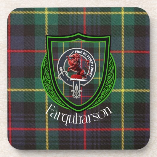 Farquharson Scottish Clan Tartan & Crest Bier Onderzetter (Voorkant)