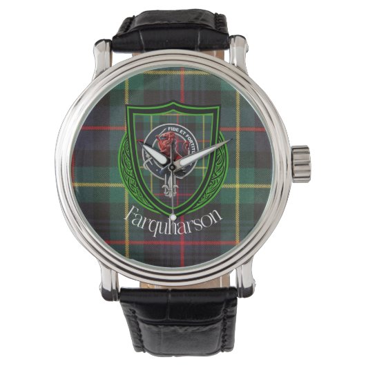 Farquharson Scottish Clan Tartan & Crest Horloge (Voorkant)