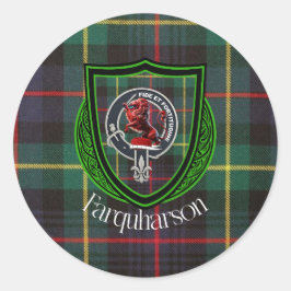 Farquharson Scottish Clan Tartan & Crest Ronde Sticker