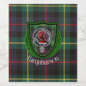 Farquharson Scottish Clan Tartan & Crest Wijn Etiket (Enkel label)