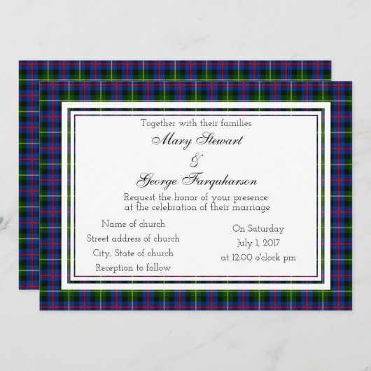 Farquharson Scottish Wedding Invitation Kaart (Voorkant / Achterkant)