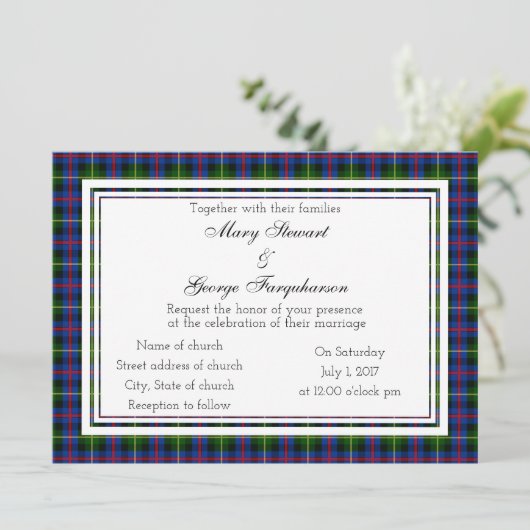 Farquharson Scottish Wedding Invitation Kaart (Staand voorkant)