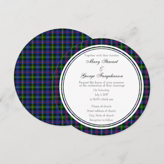 Farquharson Scottish Wedding Round Kaart (Voorkant / Achterkant)
