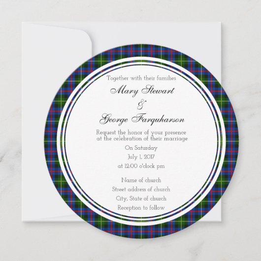 Farquharson Scottish Wedding Round Kaart (Voorkant)