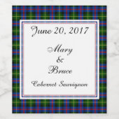 Farquharson Scottish Wedding Wine Label Wijn Etiket (Enkel label)