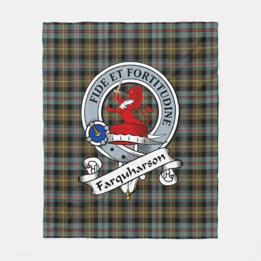 Farquharson Weathered Clan Badge Tartan Pset Fleece Deken (Voorkant)