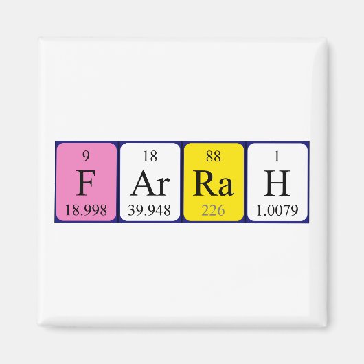 Farrah periodieke table name magnet (Voorkant)