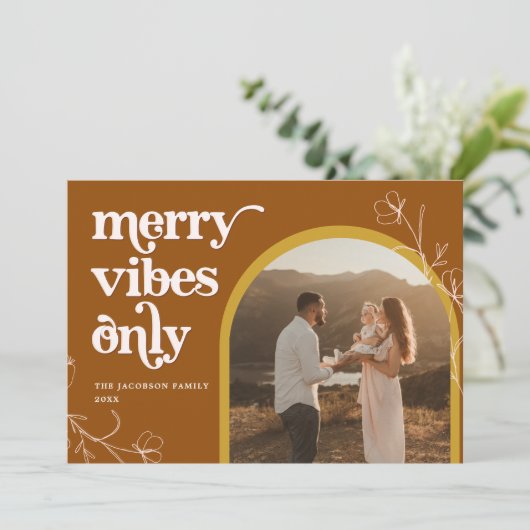 FARRAH Retro 70's Merry Vibes Arch Kaart (Staand voorkant)