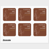 FARRAH Retro 70's Roest Bloemig Aarde Kind Trouwen Vierkante Sticker (Vel)