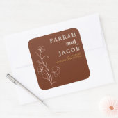 FARRAH Retro 70's Rust Bloemen Aarde Kind Bruiloft Vierkante Sticker (Envelop)