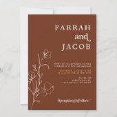 FARRAH Retro 70's Rust Floral Arch Photo Wedding Kaart (Voorkant)