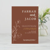 FARRAH Retro 70's Rust Floral Arch Photo Wedding Kaart (Staand voorkant)