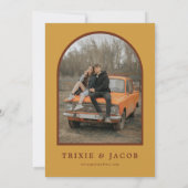 FARRAH Retro 70's Rust Floral Arch Photo Wedding Kaart (Achterkant)