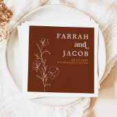 FARRAH Retro 70's Rust Floral Arch Photo Wedding Servet
